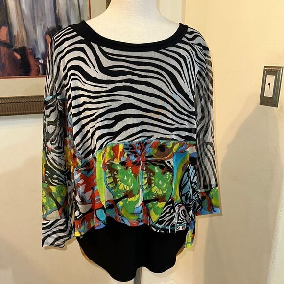 Michael Tyler Zebra Abstract 2 PC. Asymmetrical Top Size XXL - Picture 6 of 11
